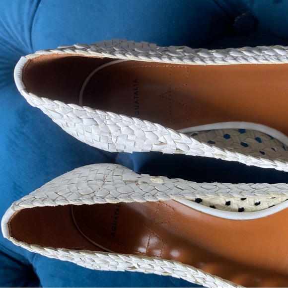 AQUATALIA PASHA WHITE WOVEN LEATHER PUMPS HEELS - Picture 7 of 11